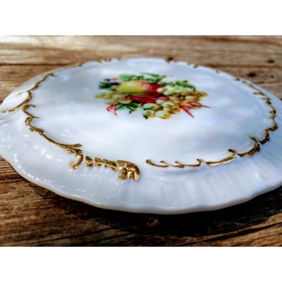 Vintage Tea Trivet Hot Plate Porcelain Fruit Picture - Picture 5 of 7